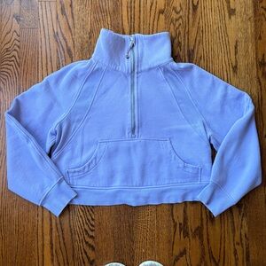 Lululemon Women’s Cropped Funnel Neck Half Zip Scuba Sweatshirt Lilac Smoke XS/S